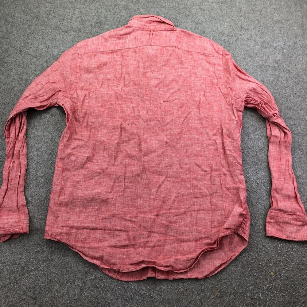 Banana Republic Shirt Mens Medium Red Linen Long Sleeve Button Down Camden Fit
